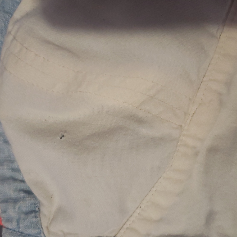 American Eagle Outfitters denim crop top with orange crochet around top - Picture 5 of 7